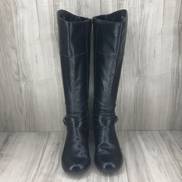 Natural Soul Boots Women's 6 Variant Black Riding Tall Knee High Sidee Zip - Picture 6 of 10